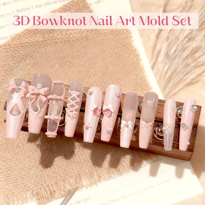 Biutee Bowknot Silicone Nail Molds, 3D Nail Molds for Nail Art, DIY Bow Charms Nail Molds 3D Sculpting Molding Gel Nail Desgin Nail Art Carved Mould for Resin Accessories DIY Nail Supplies - Image 3